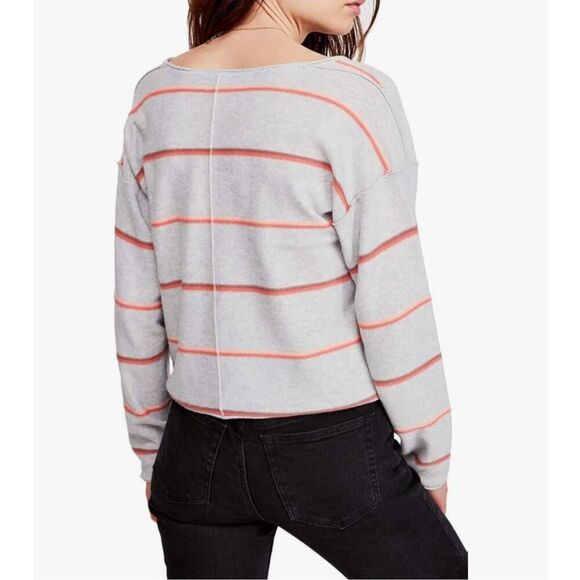Free People S Make You Mine Stripe Sweater Gray - Picture 3 of 9